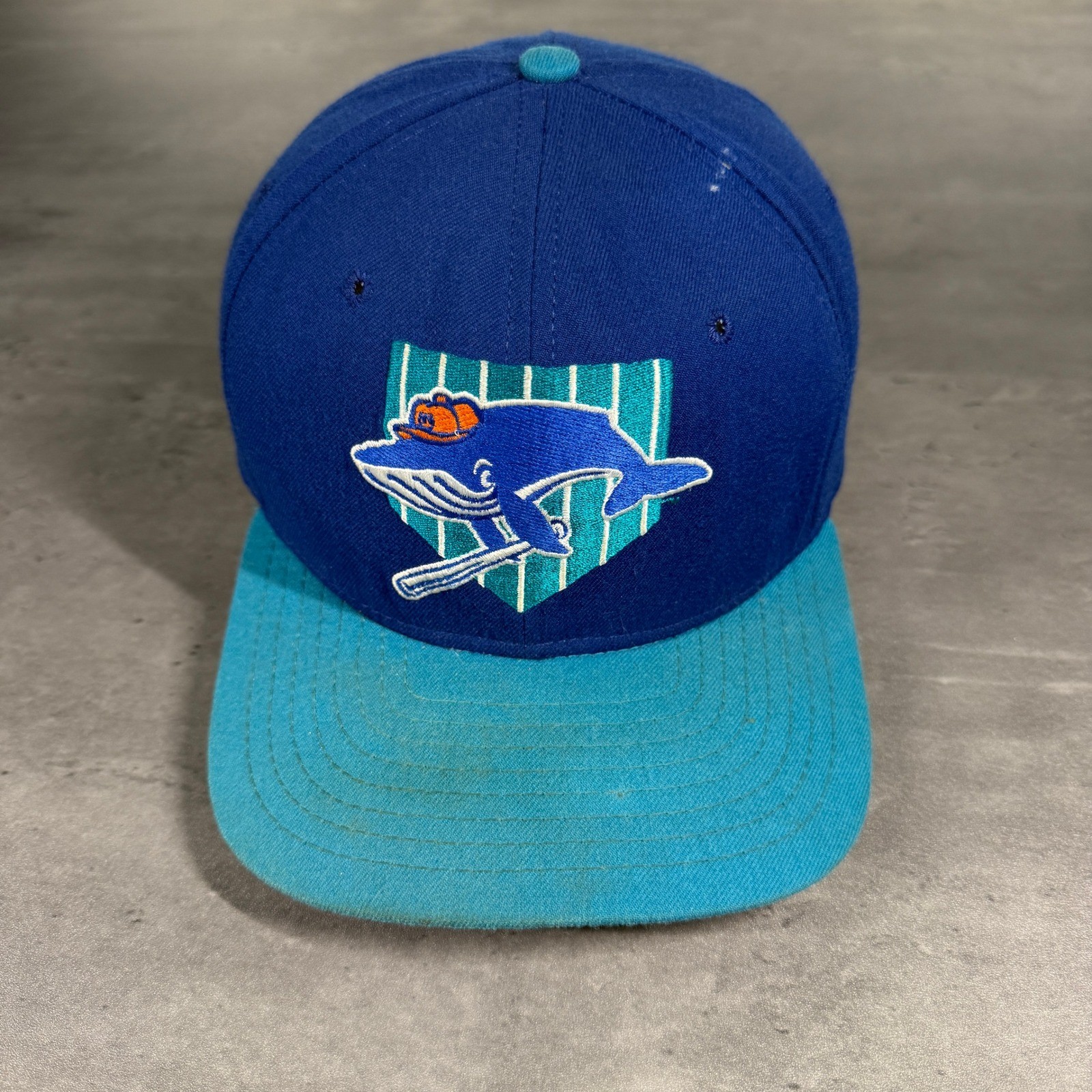 Vintage New Era Lahaina Whalers Snapback Hat USA Dupont Blue Teal RARE Baseball