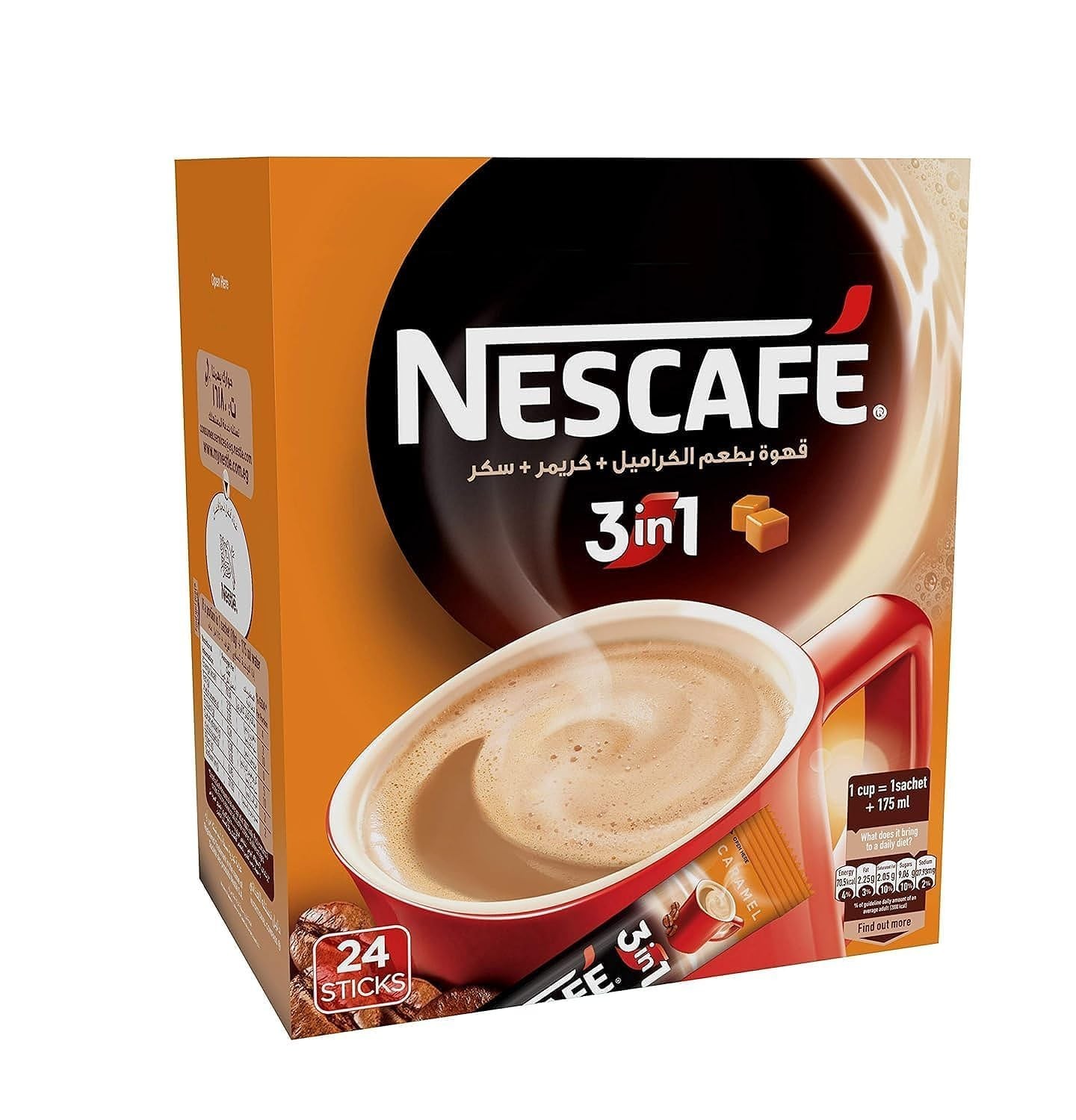 Nescafé 3 in 1 Caramel Sticks instant coffee Pack of 24 Sticks
