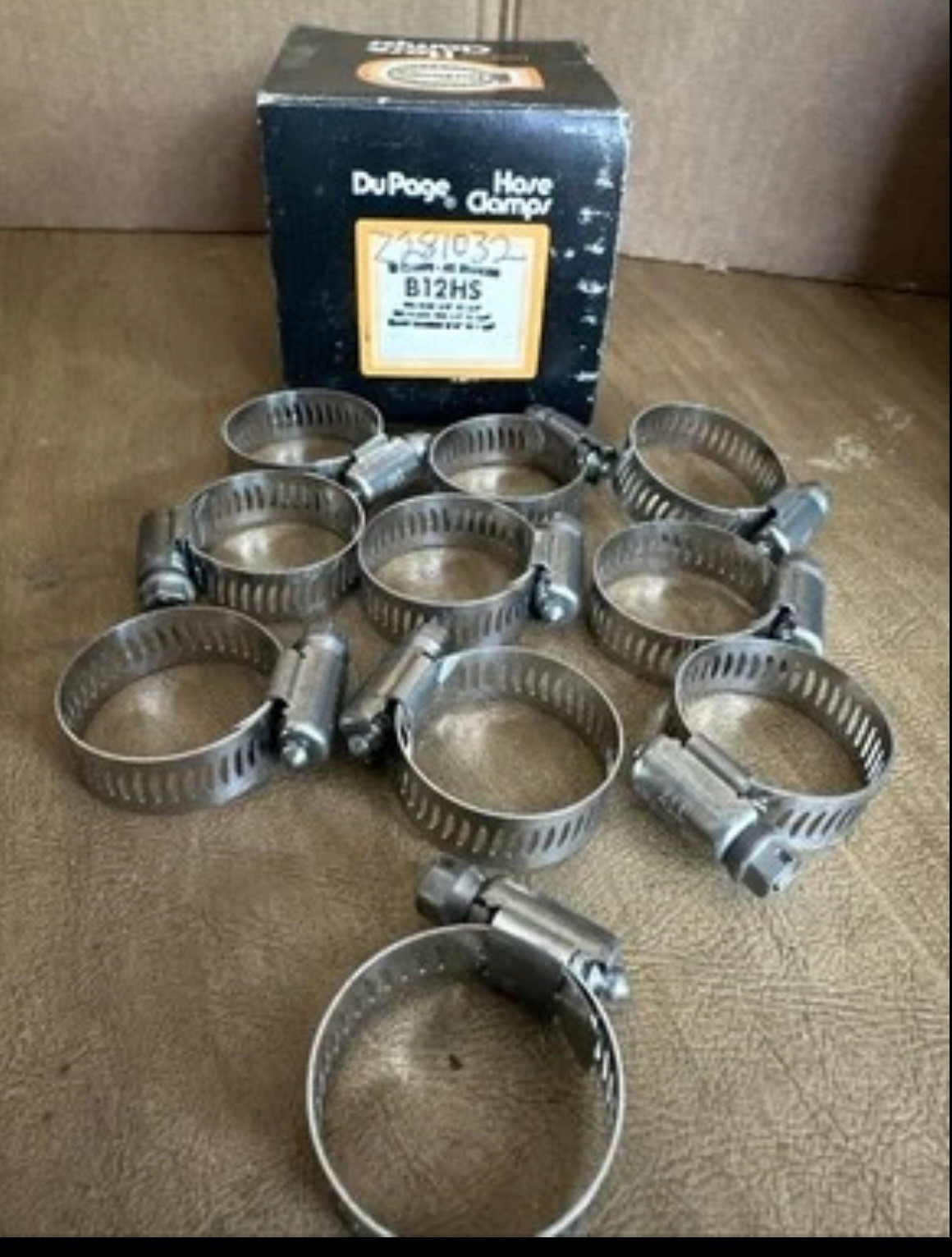 DUPAGE STAINLESS HOSE CLAMPS B12HS 11/16-1 1/4". 17-32mm NOS Box Of 10.     K3