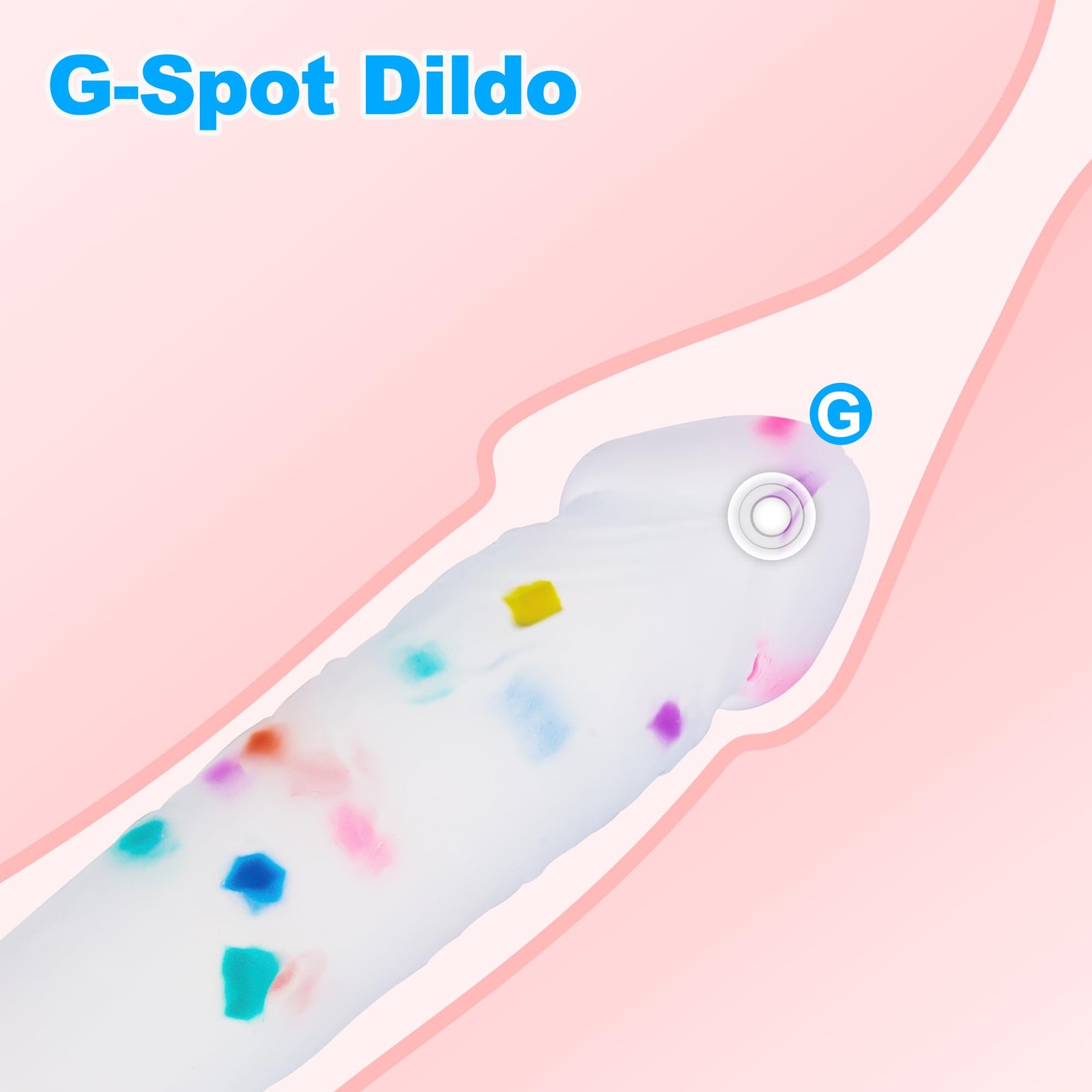 6.5 Inch Confetti Clear Silicone Dildo with Flared Suction Cup Base for Hands...