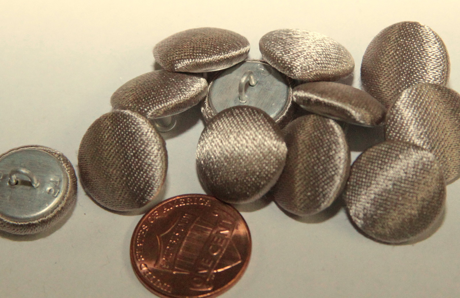 12 Shiny Satiny Beige Fabric Buttons 5/8" 16mm # 5248