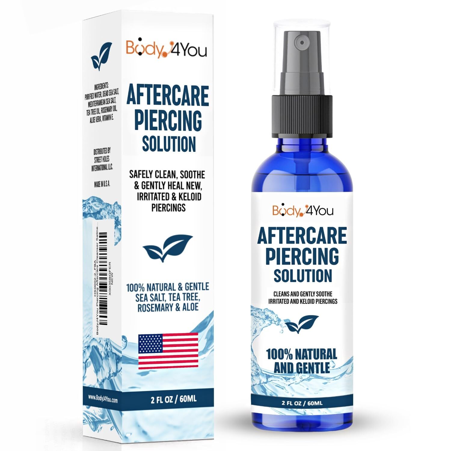 Piercing Aftercare Spray - Saline Cleaning Solution Nose Belly Ear Piercing C...