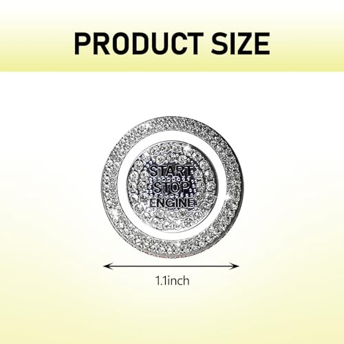 Bling Car One-Button Start Button Bezel Decoration Kit, Ignition 2 PCS White