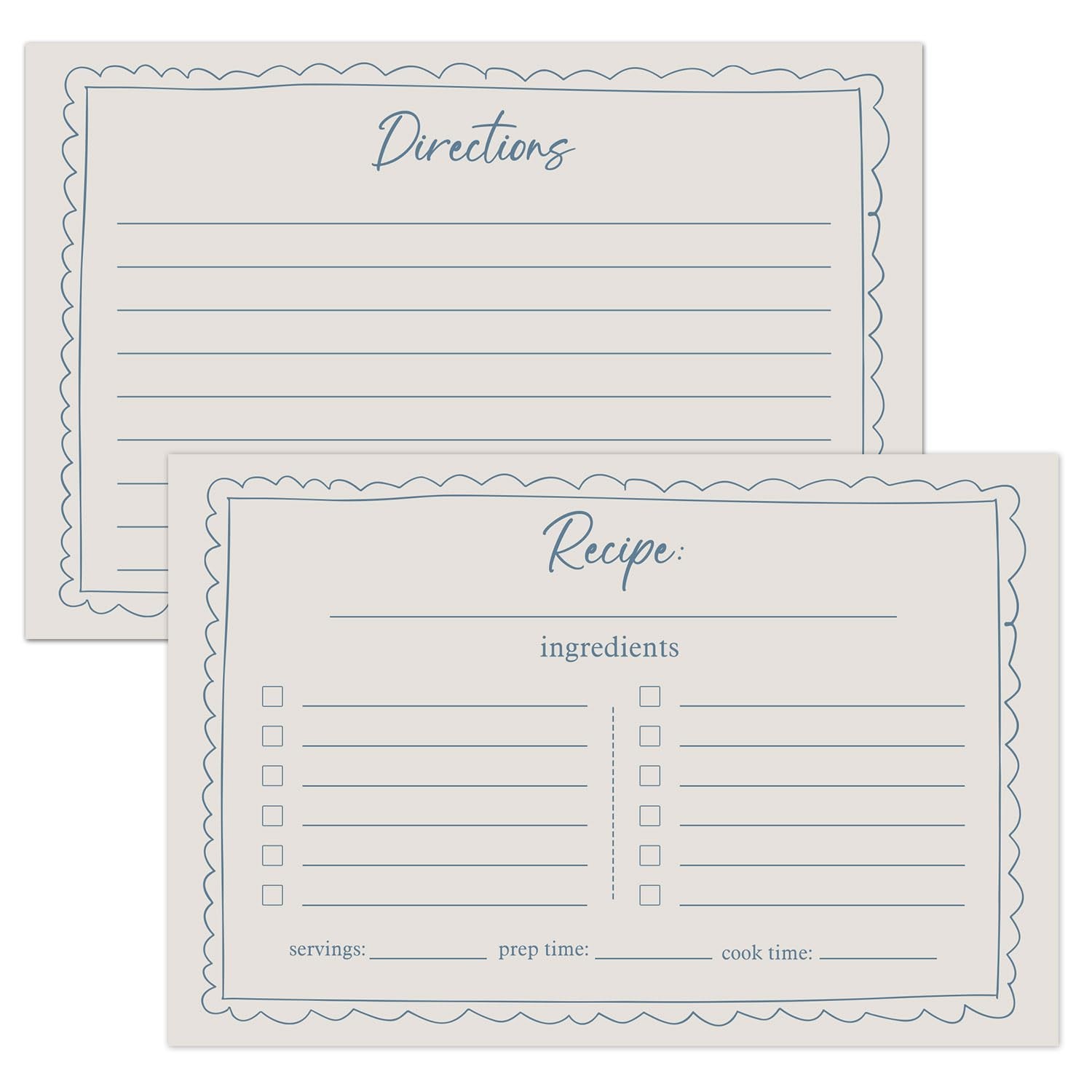 Family Recipe Cards, Bridal Shower and Wedding 4" x 6", White