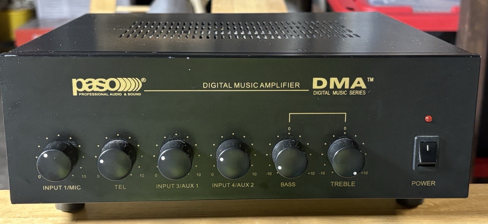 Paso DMA Digital Music Amplifier 4-Channel Mic/Telephone/Aux Inputs Black