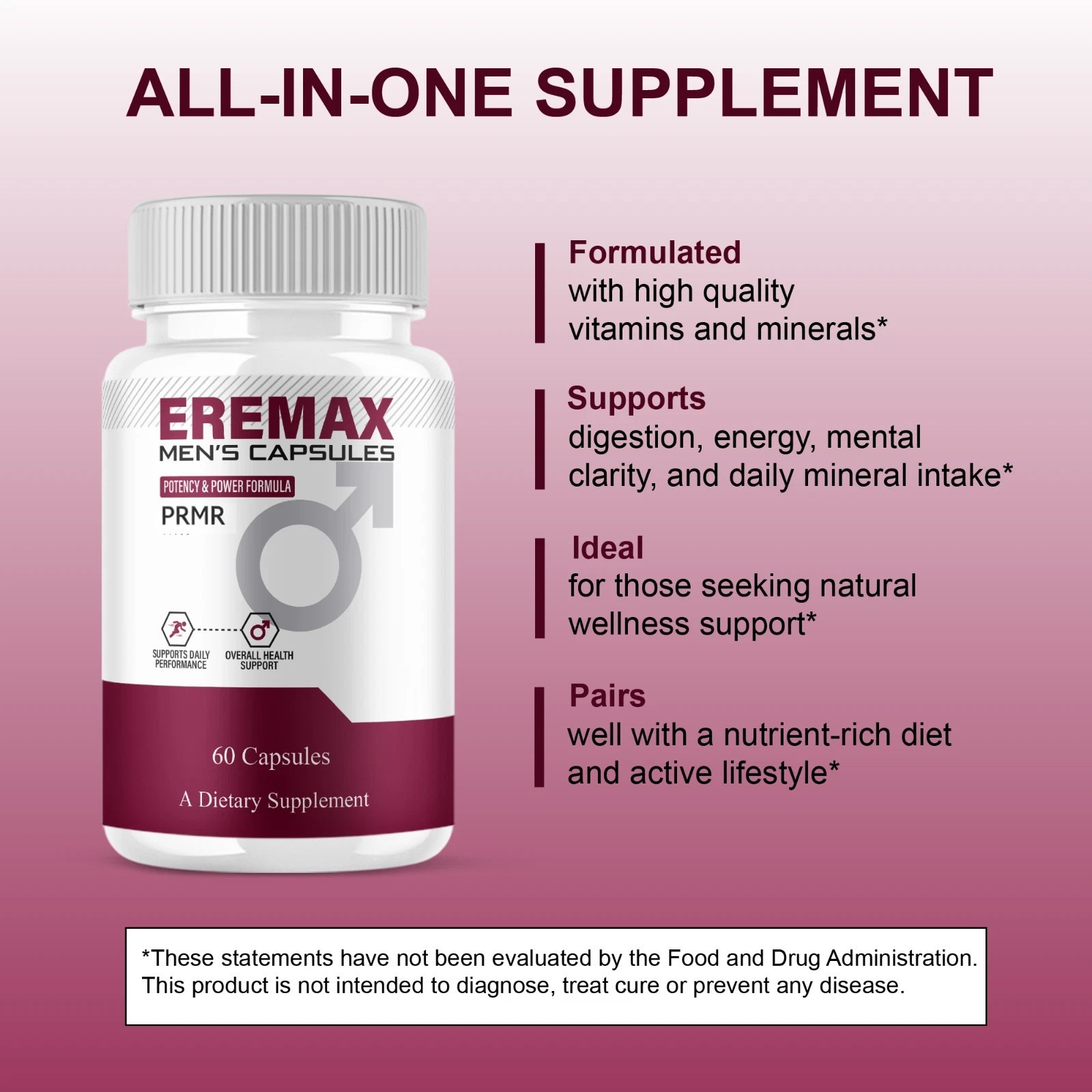 (3 pack) Eremax Capsules, Eremax Premium Performance Supplement - (180 Capsules)