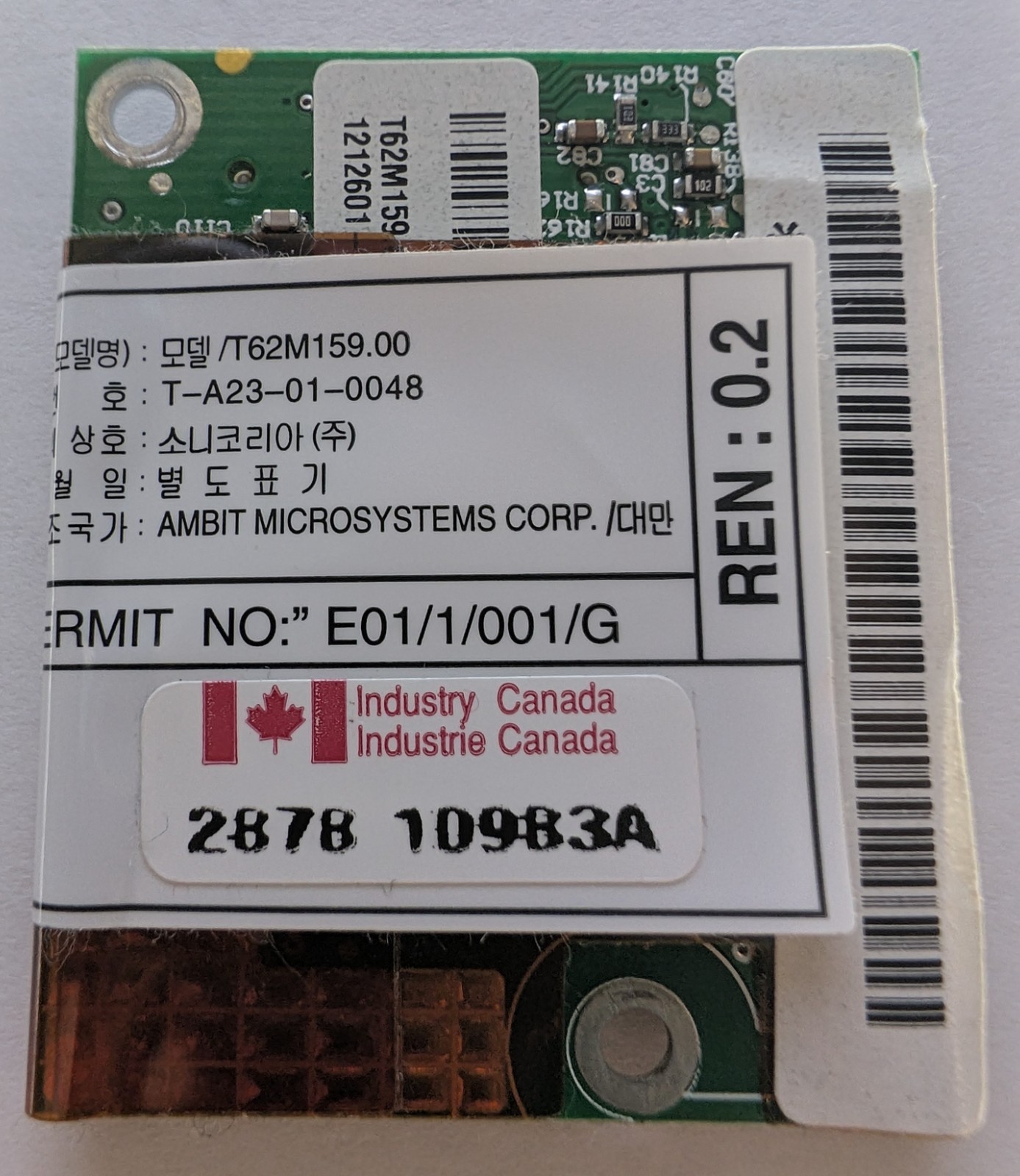 Sony T62M159.00 Modem Network Card Used. Good Condition