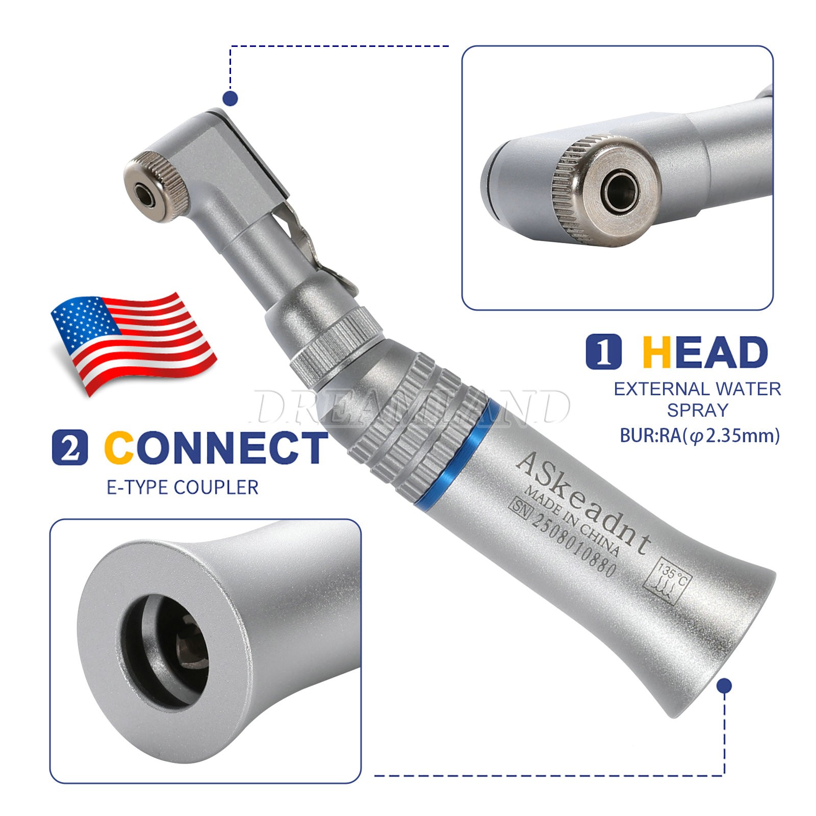 NSK Style Dental Slow Low Speed Handpiece Contra Angle E-TYPE ASKEADNT