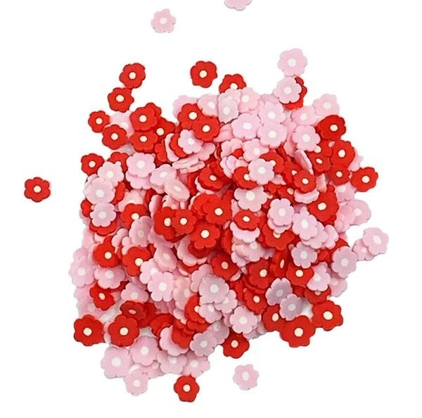 Valentine Flowers Sprinkletz NK159 Red Pink Shaker Filler Craft Buttons Galore