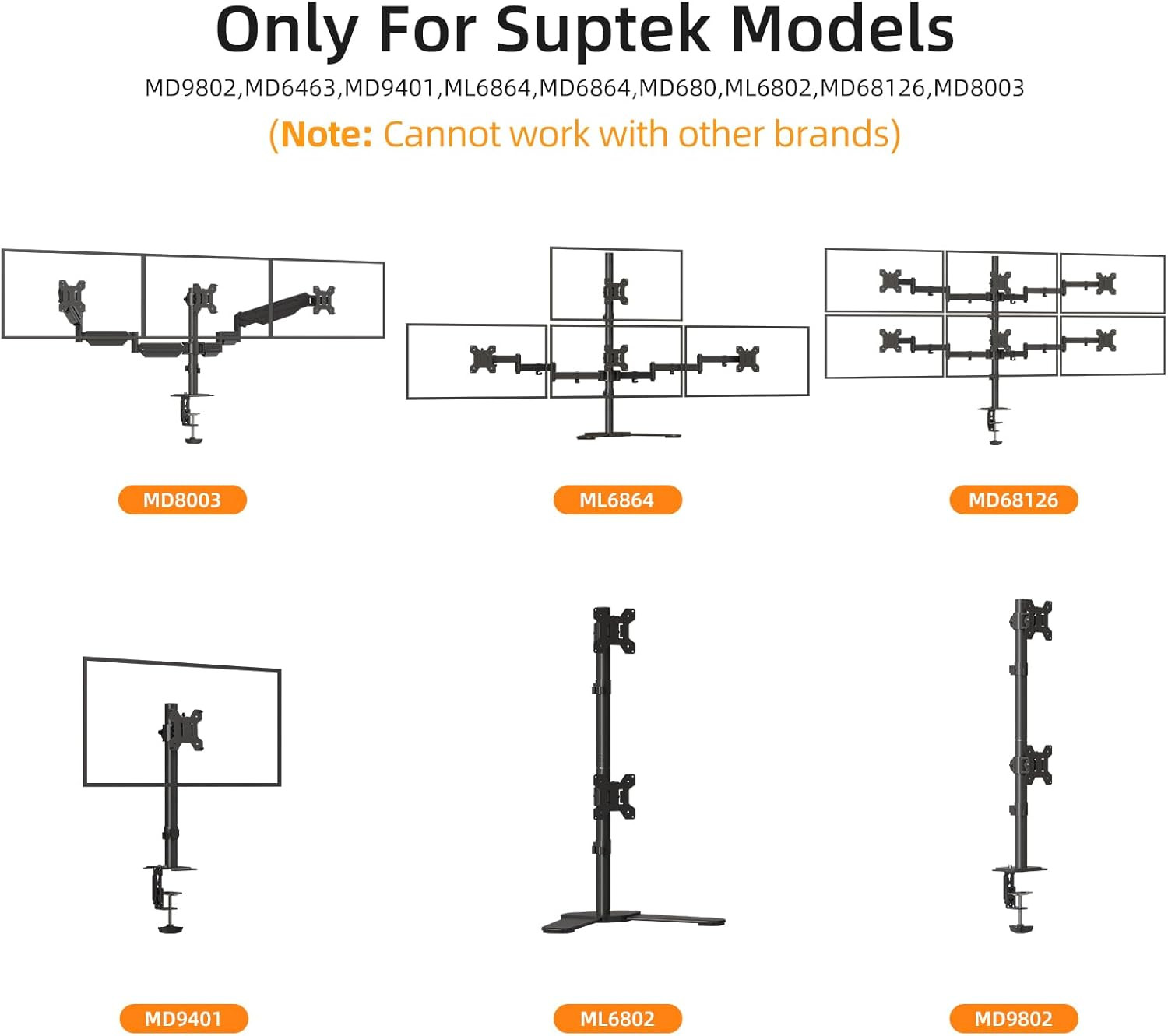 Suptek VESA Pole Mount Bracket for Single Head Monitor, 1 Pack (Md6Tb)