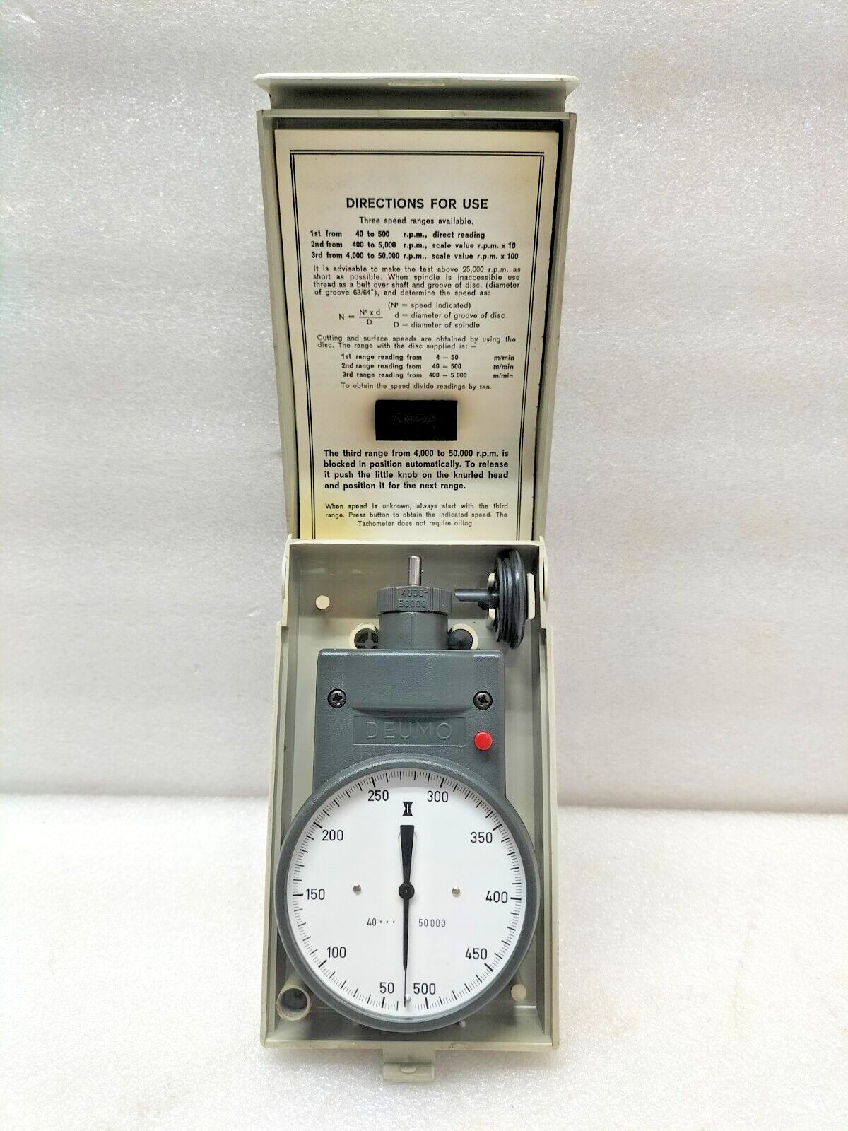 DEUMO MECHANICAL TACHOMETER RANGE 40-50,000 1/min