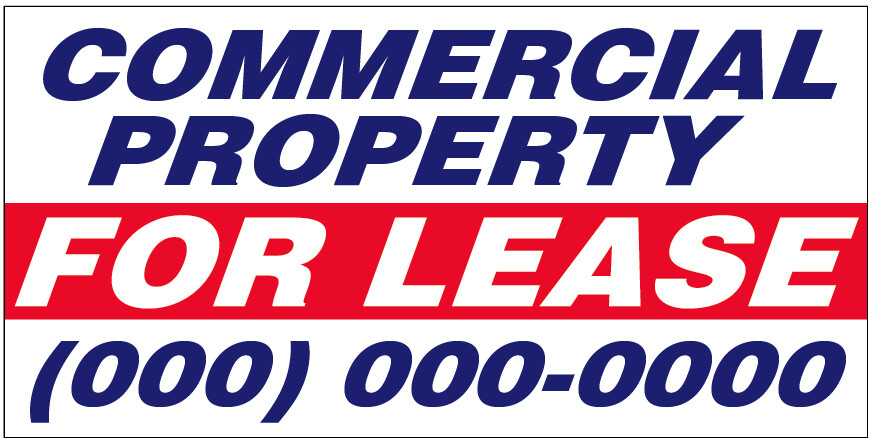 20x48 In COMMERCIAL PROPERTY FOR LEASE Vinyl Banner CUSTOM Sign (add your phone)