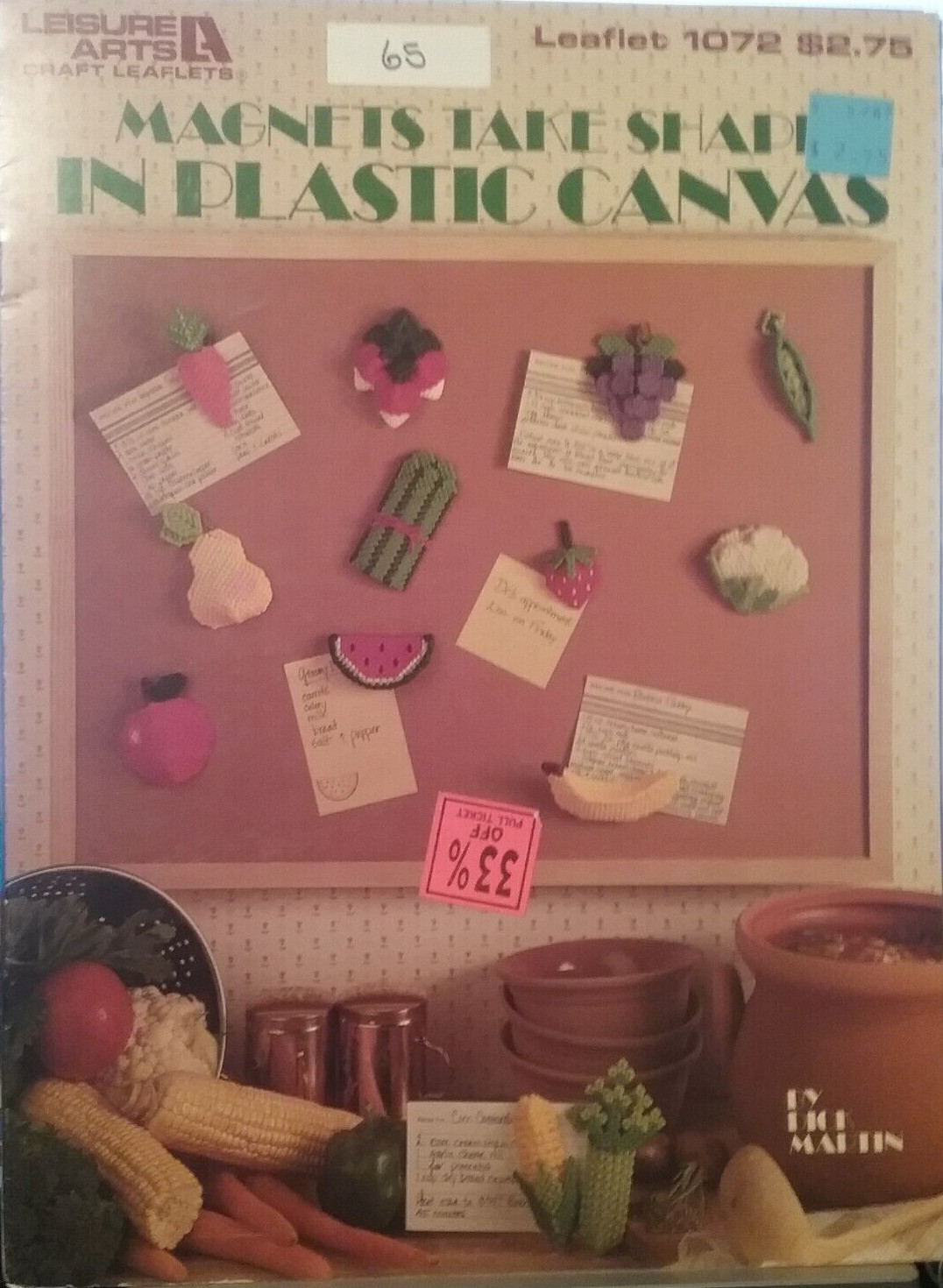 LEISURE ARTS MAGNETS TAKE SHAPE IN PLASTIC CANVAS PATTERN LEAFLET #1072 ©1986