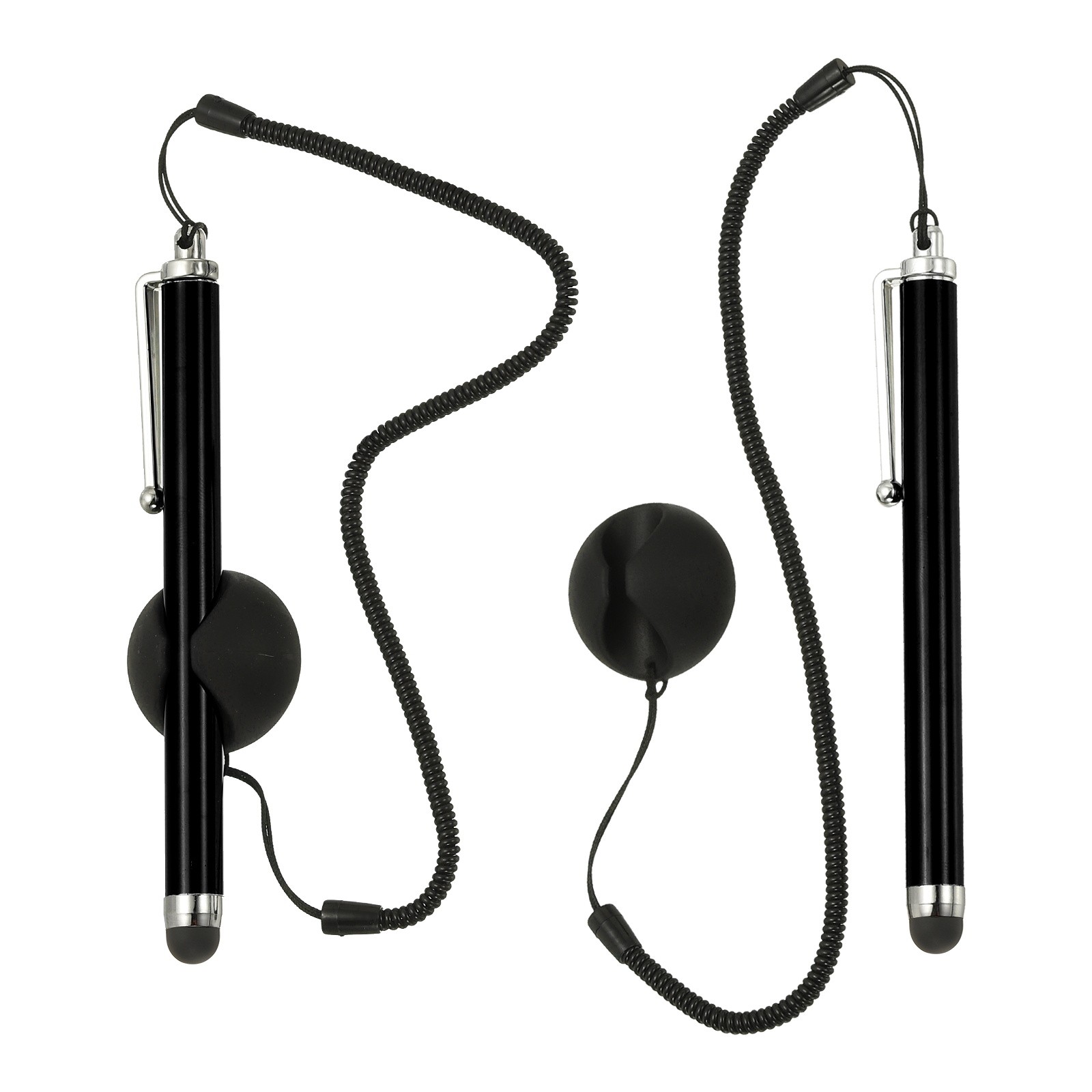 2 Pcs Screen Capacitive Pens with Spring Rope Fixing Dock Black