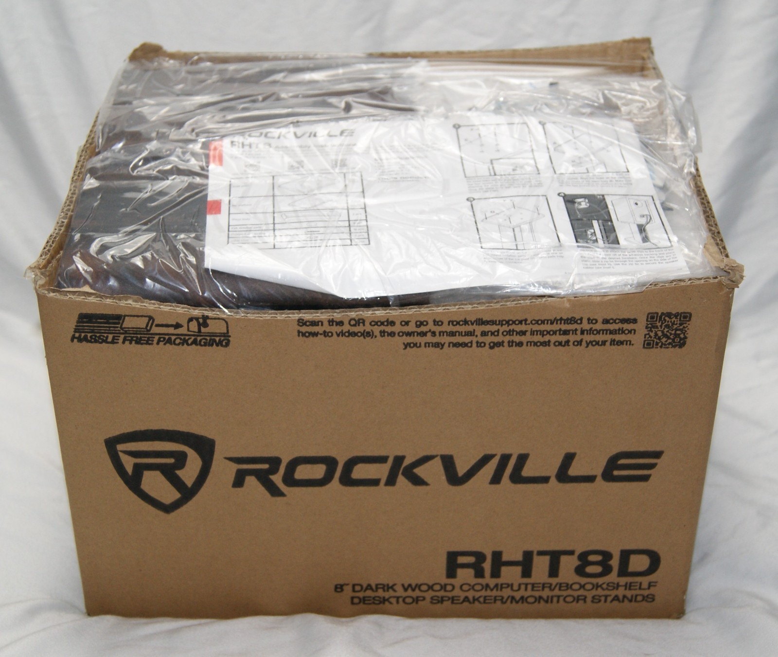 Pair Rockville RHT8D Dark Wood Computer/Bookshelf Desktop Speaker/Monitor Stands