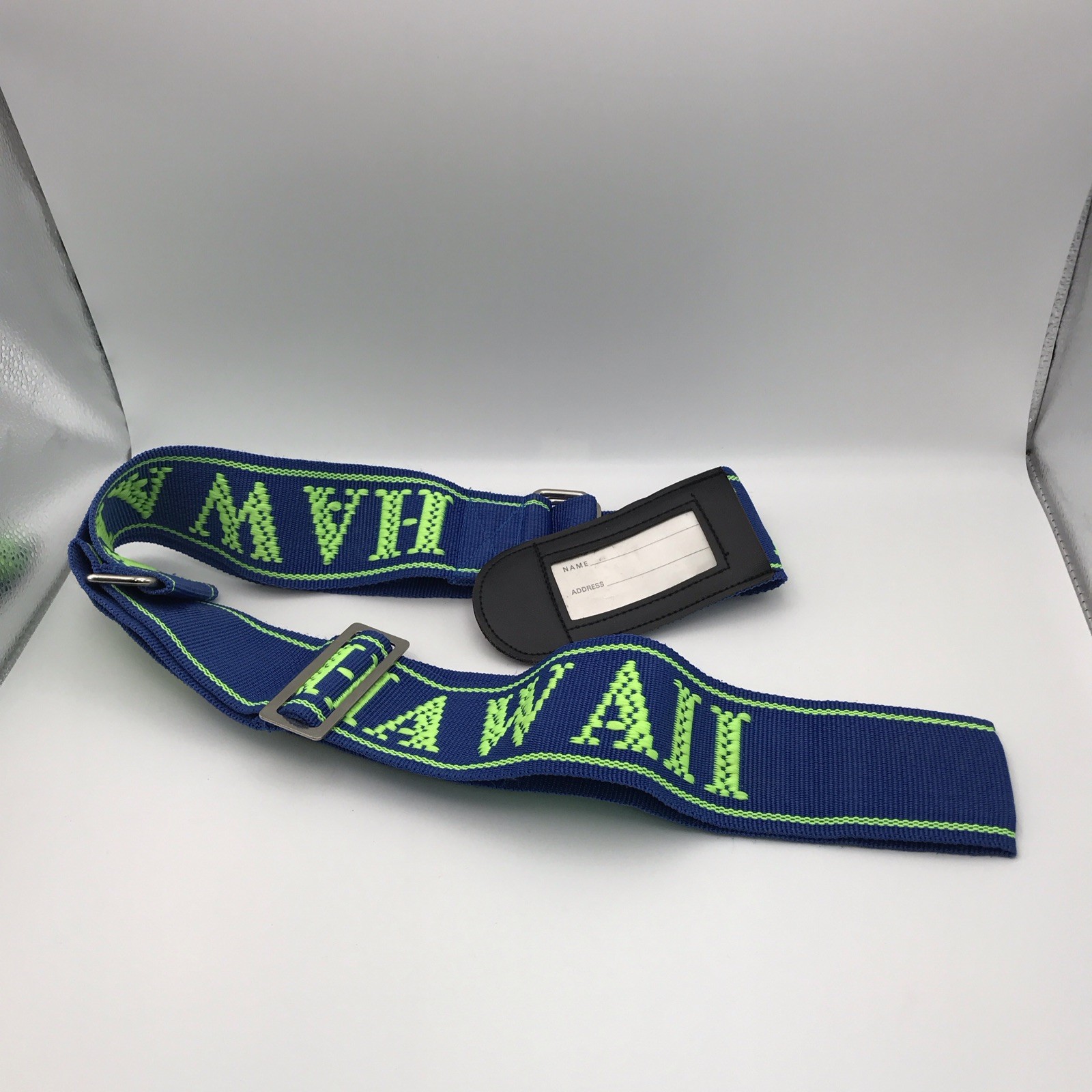Adjustable Luggage Strap Hawaii With Address Tag Sturdy Blue Neon Green