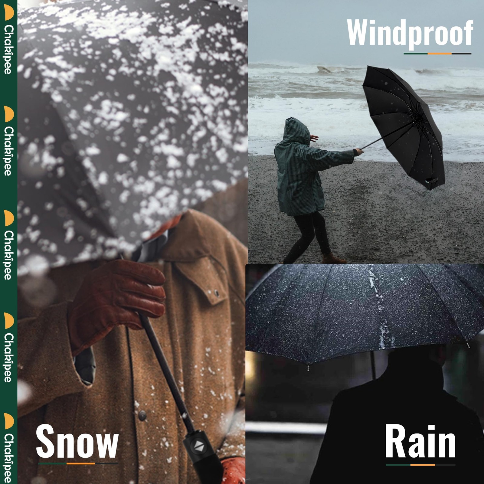 Compact Travel Umbrella Windproof Automatic Folding Rain