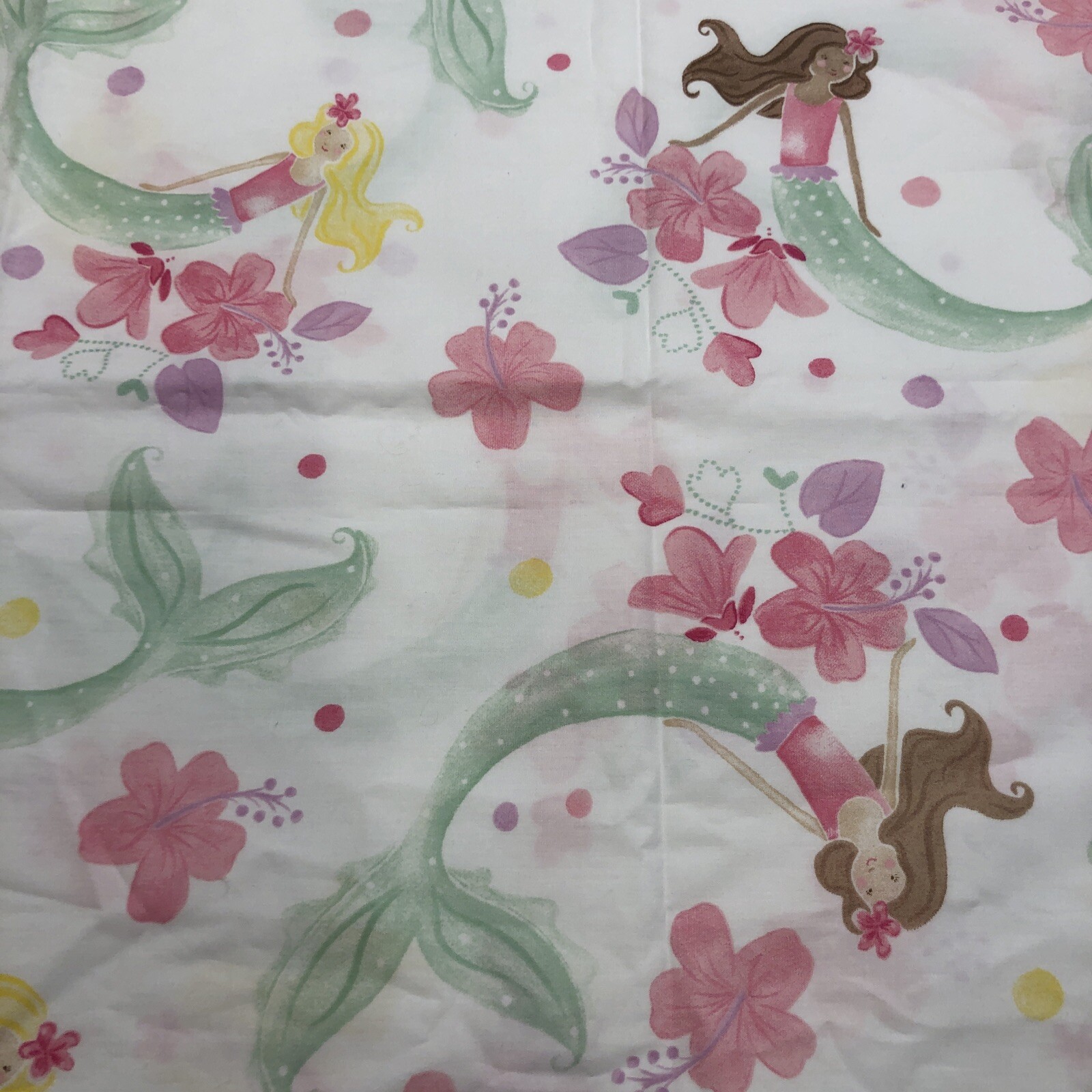 Pottery Barn Kids Mermaid Standard Pillow Case Hibiscus Floral White NWOT