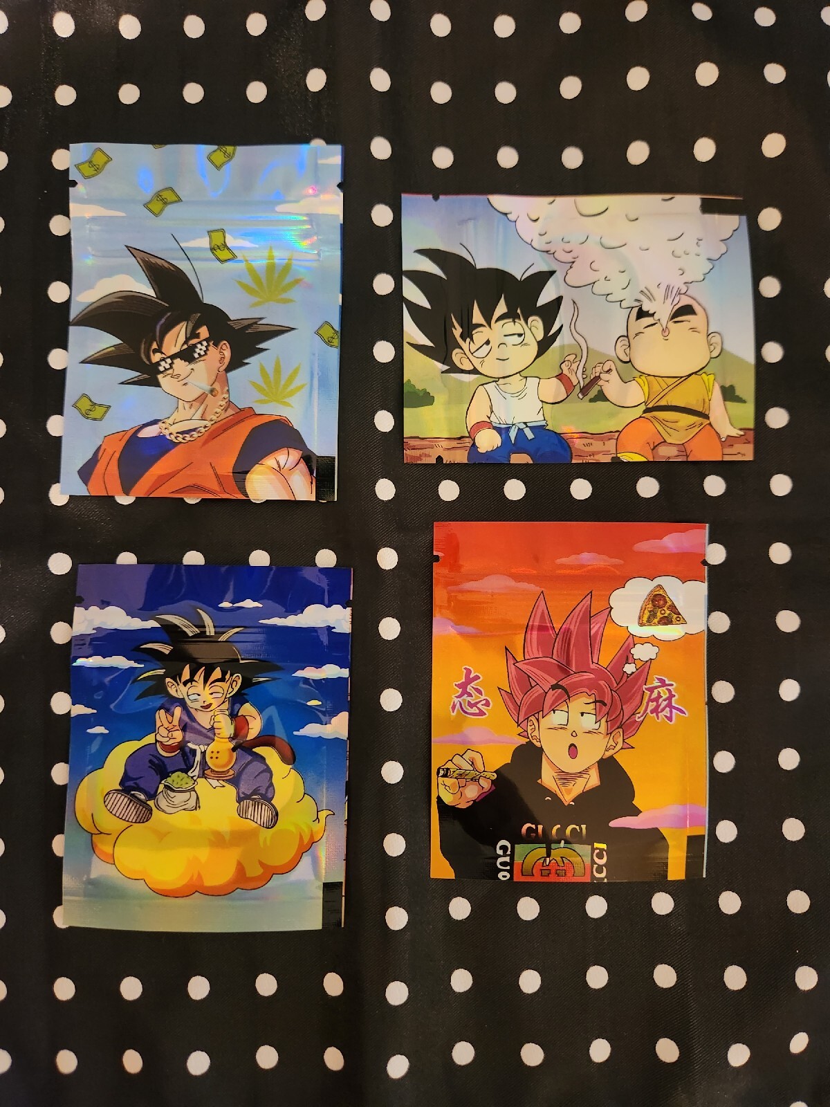 100 mylar Smell Proof 2.75X 3.5" empty resealable Dragonball Z ziplock packaging