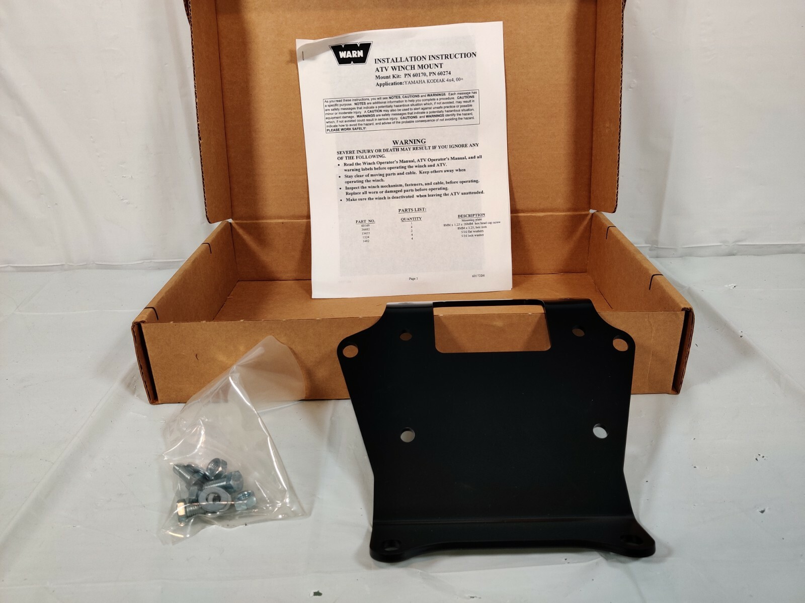 Yamaha 2000+ Kodiak Warn Winch Mount 60170 New