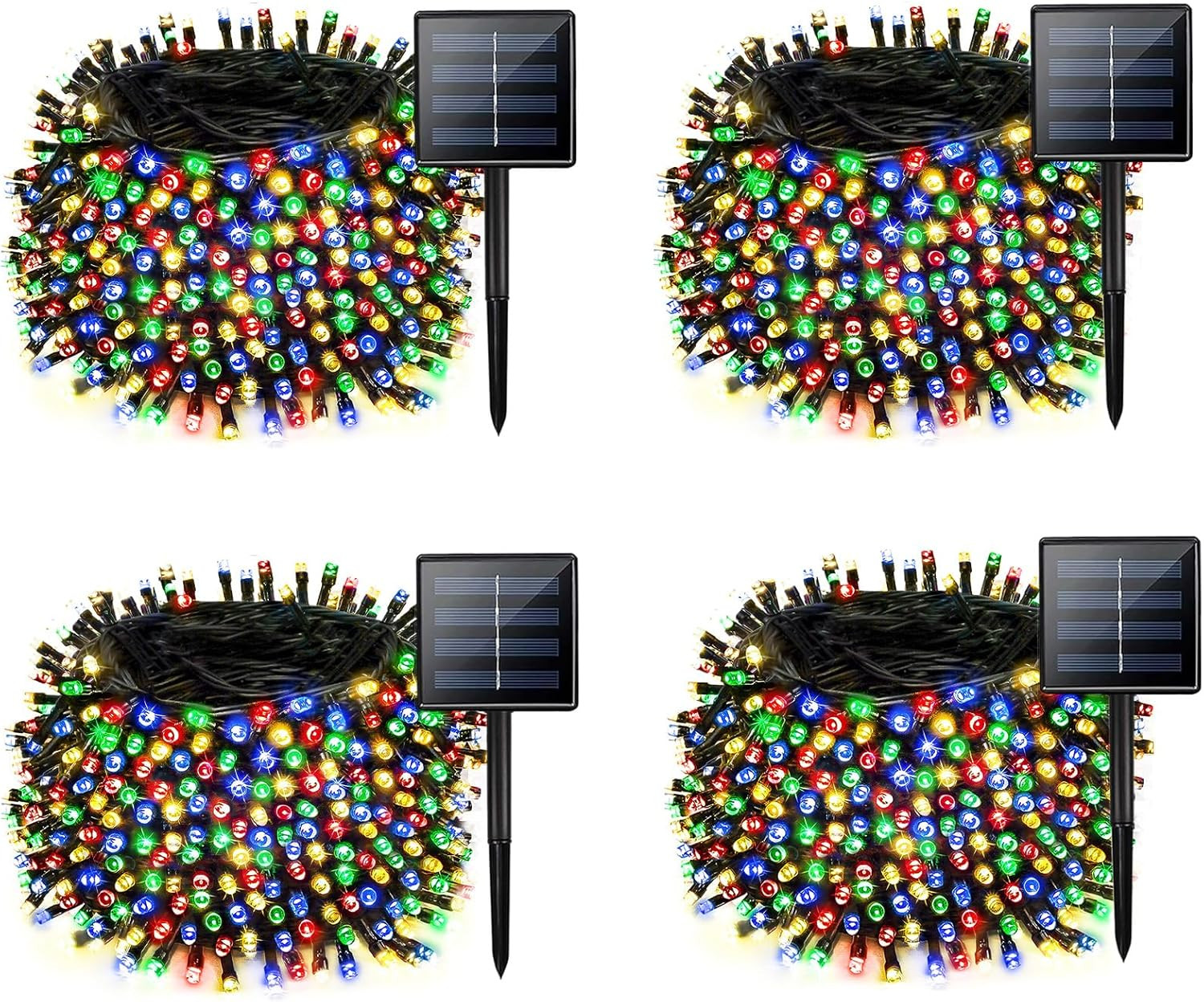 4 Pack Solar Chrismas Lights Outdoor, 170 FT Total 480 LED Solar String Lights f