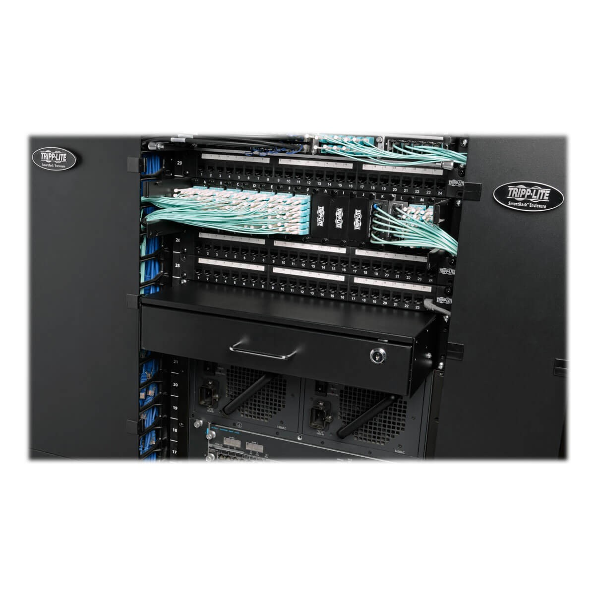 Tripp Lite 2U Locking Rackmount Open Frame Rack Storage Drawer - Black