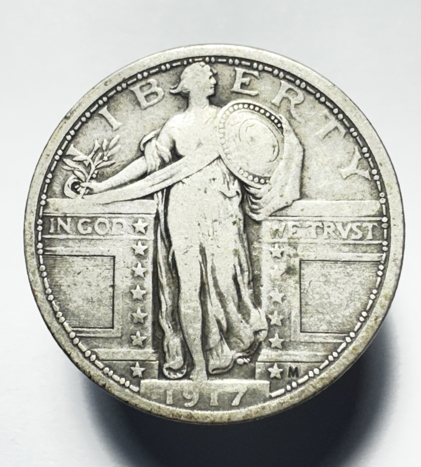 1917 25C Standing Liberty Type 1 90% Silver Quarter -0696