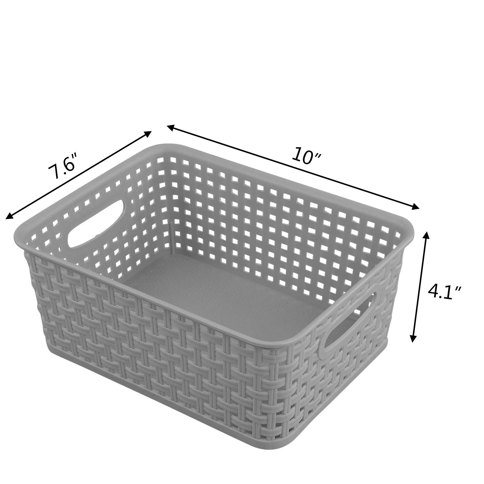 Zerdyne 6-Pack Plastic Weave Storage Basket, Basket Sets, Light Gray