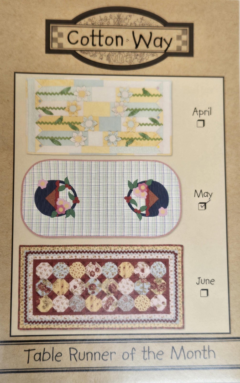 Cotton Way Table Runner of the Month PATTERN ~ MAY Flower Baskets