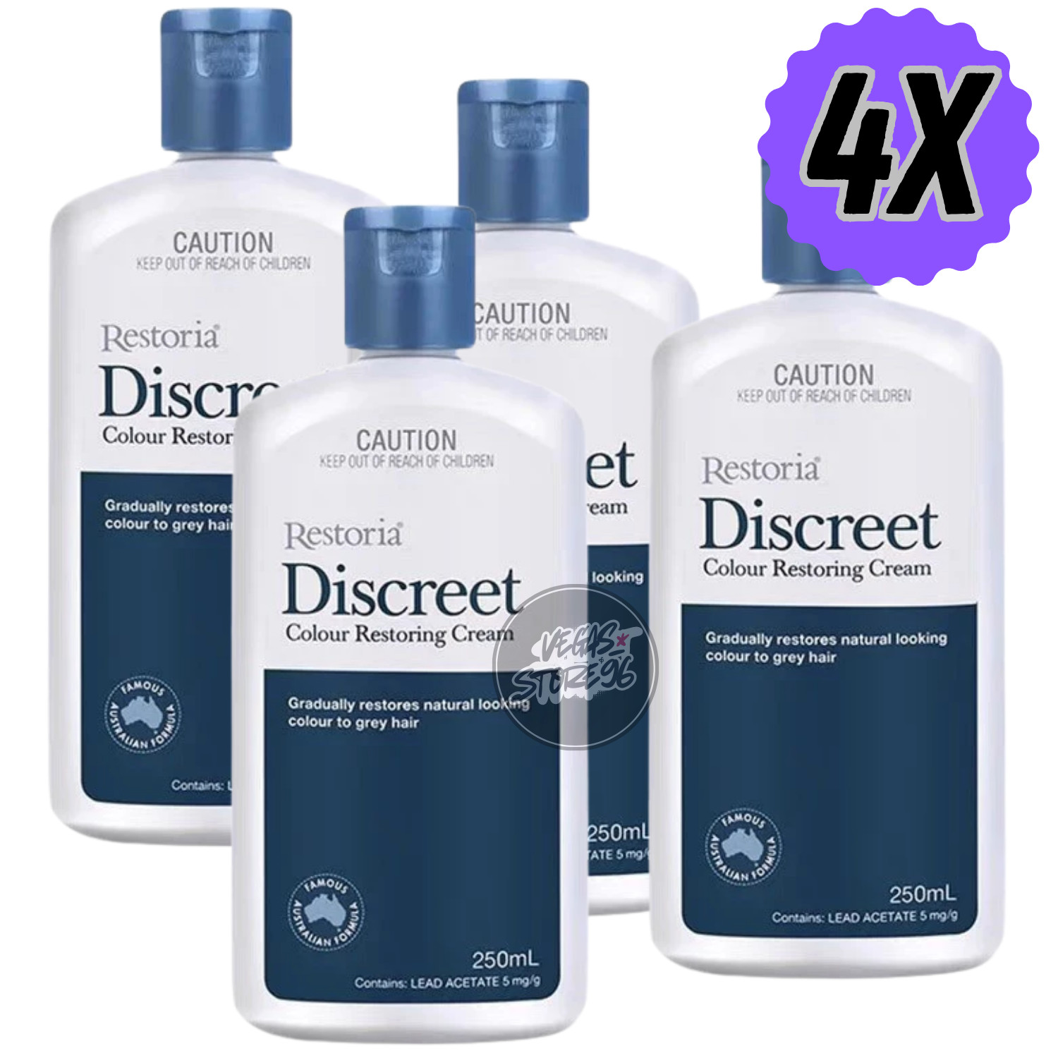 4 x Packs Restoria Discreet Unisex Color Restoring Cream Natural 250ml Free Ship