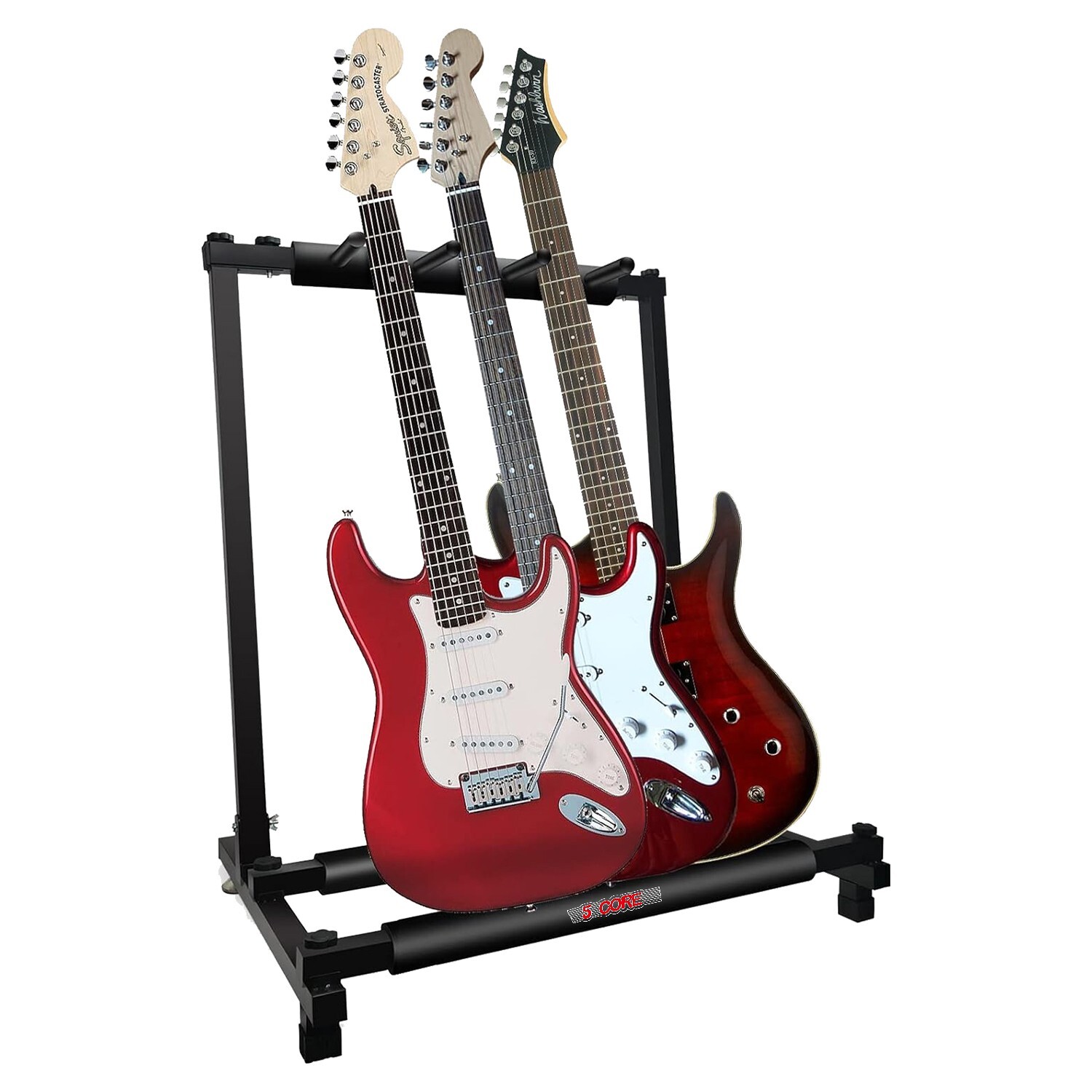 5 Core Multi Guitar Rack Stand Floor 3 Slot Acoustic Electric Guitars Holder