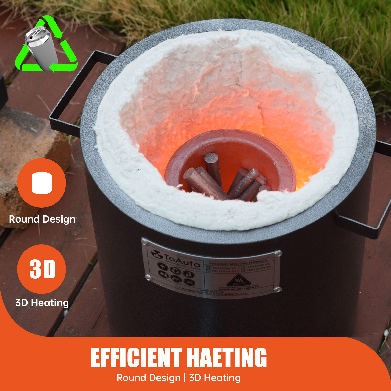 6KG Propane Melting Furnace Foundry for Scrap Metal Recycle Gold Copper Smelter