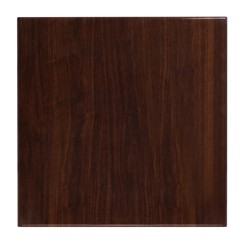 30'' Square Resin Restaurant Table Top in High-Gloss Walnut Finish