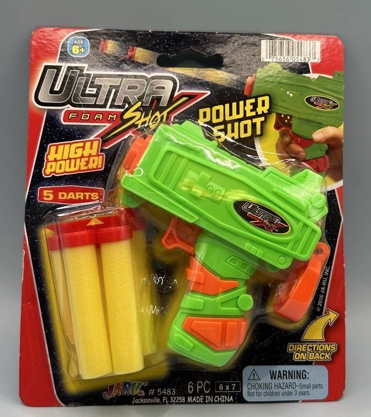 Ultra Foam Power Shot Dart Toy Gun with 5 Foam Darts Ja-Ru NIP
