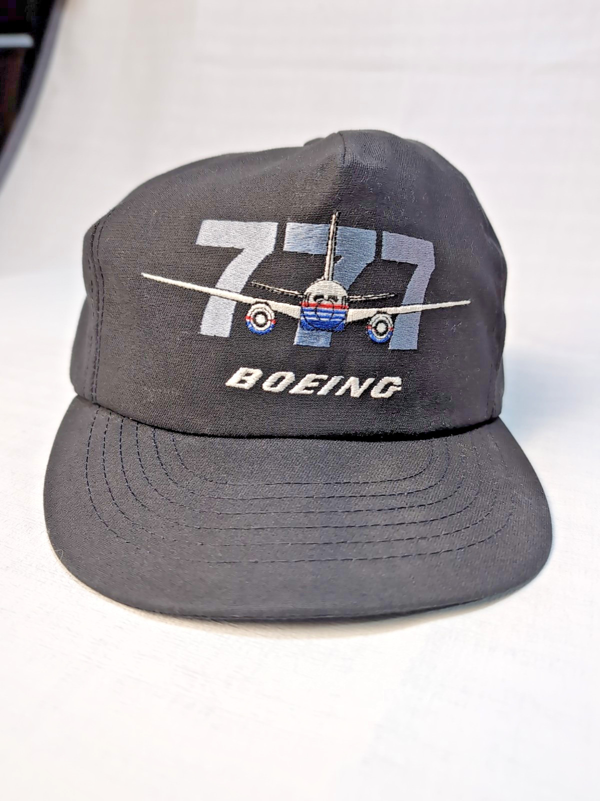 Boeing 777 Aircraft Black Adjustable Baseball Cap Hat Made in USA Aviation