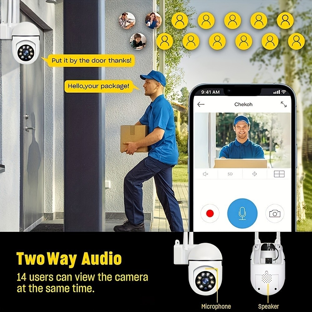 3Pcs Wireless WiFi Security Camera System Night Vision 1080P Camera(No adapter)
