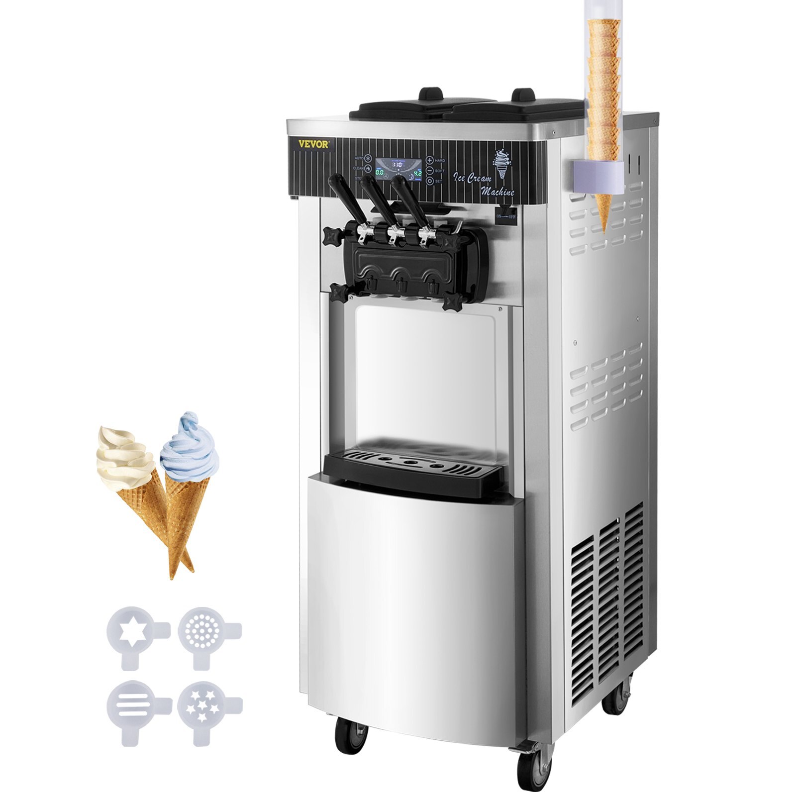 🔥VEVOR Commercial Soft Serve Ice Cream Machine Yogurt Maker 20-28L/H 3Flavors