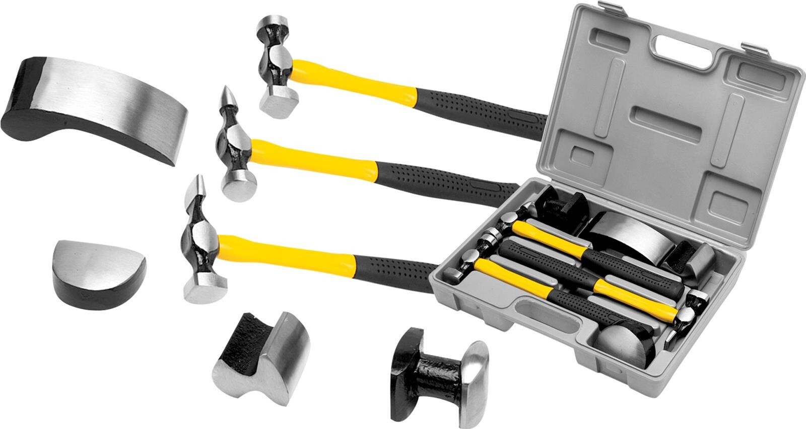 7pc Fiberglass Auto Body Repair Tools Fender Tool Kit Hammer Dolly Dent Bender