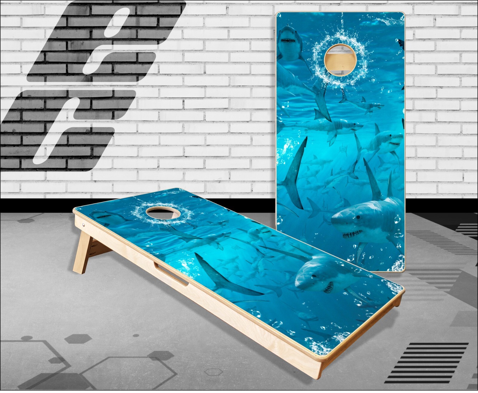 Sharks Cornhole Boards Bean Bag Toss Game