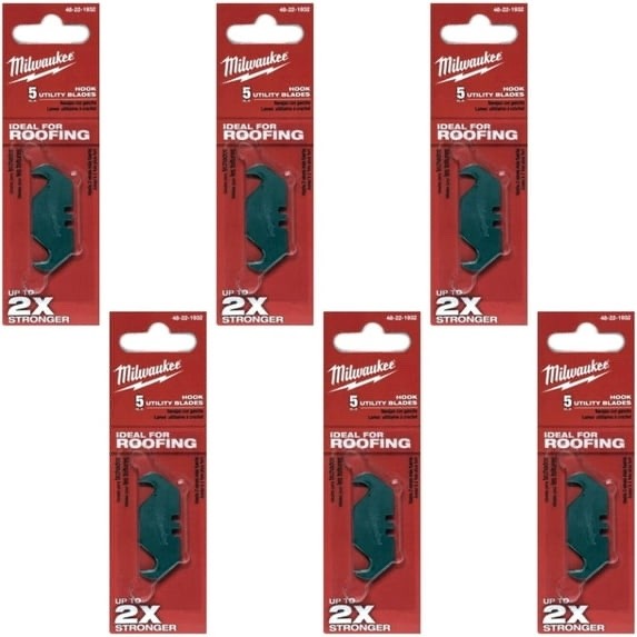 Lot of 6 Packs - Milwaukee Tool Hook Utility Blade Refills - 48-22-1932 (5 Pack)