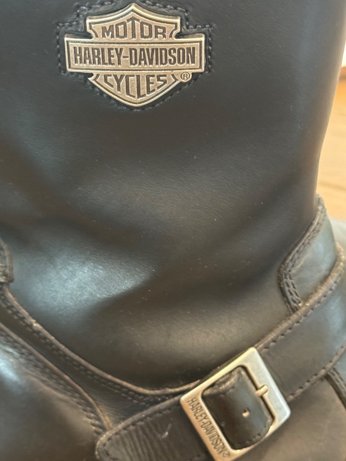 Harley-Davidson Mens Black Leather Moto Boots Size 13 Durable Buckle Accent