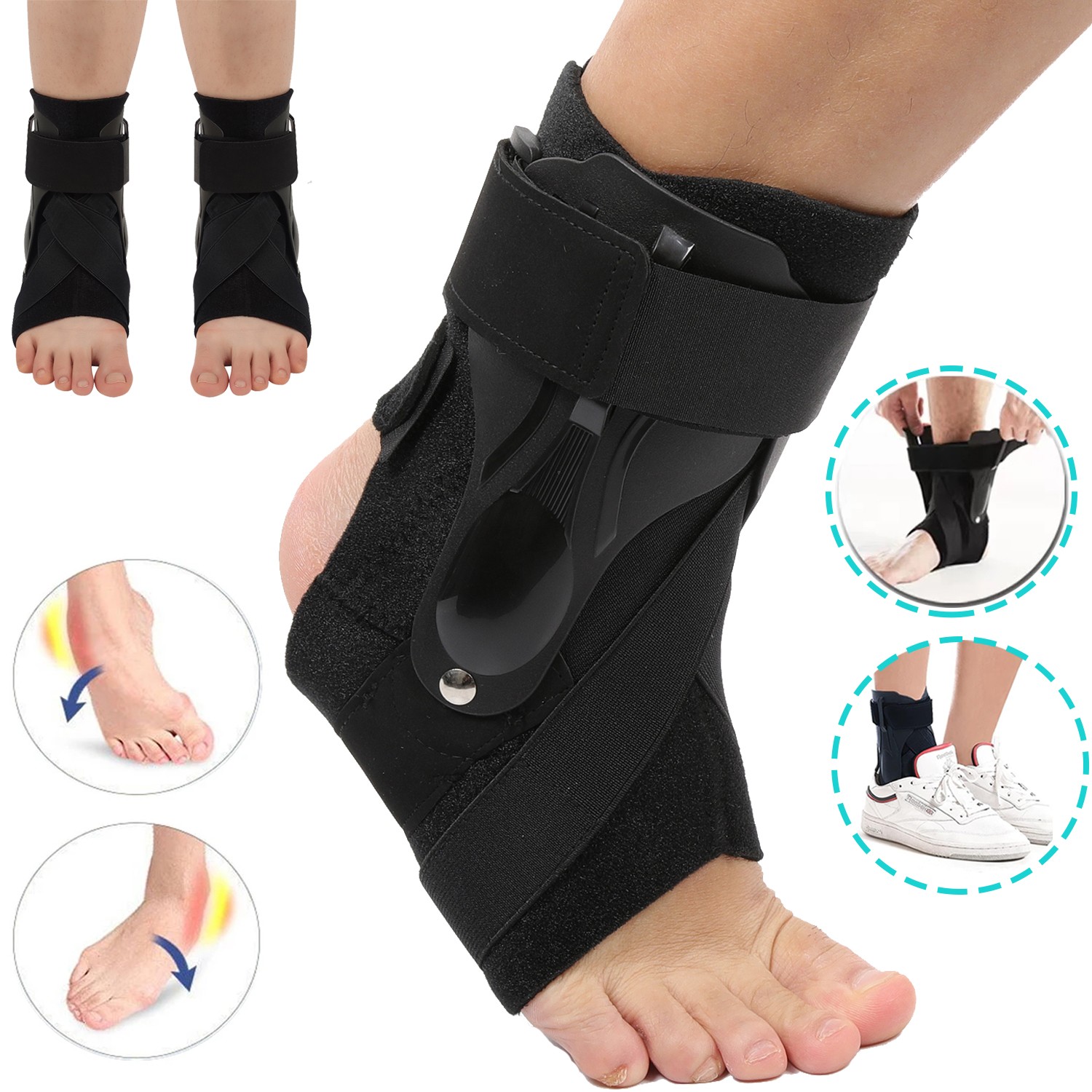 Ankle Brace Sprained Ankle Support with Side Stabilizers Men Women Ankle Splint