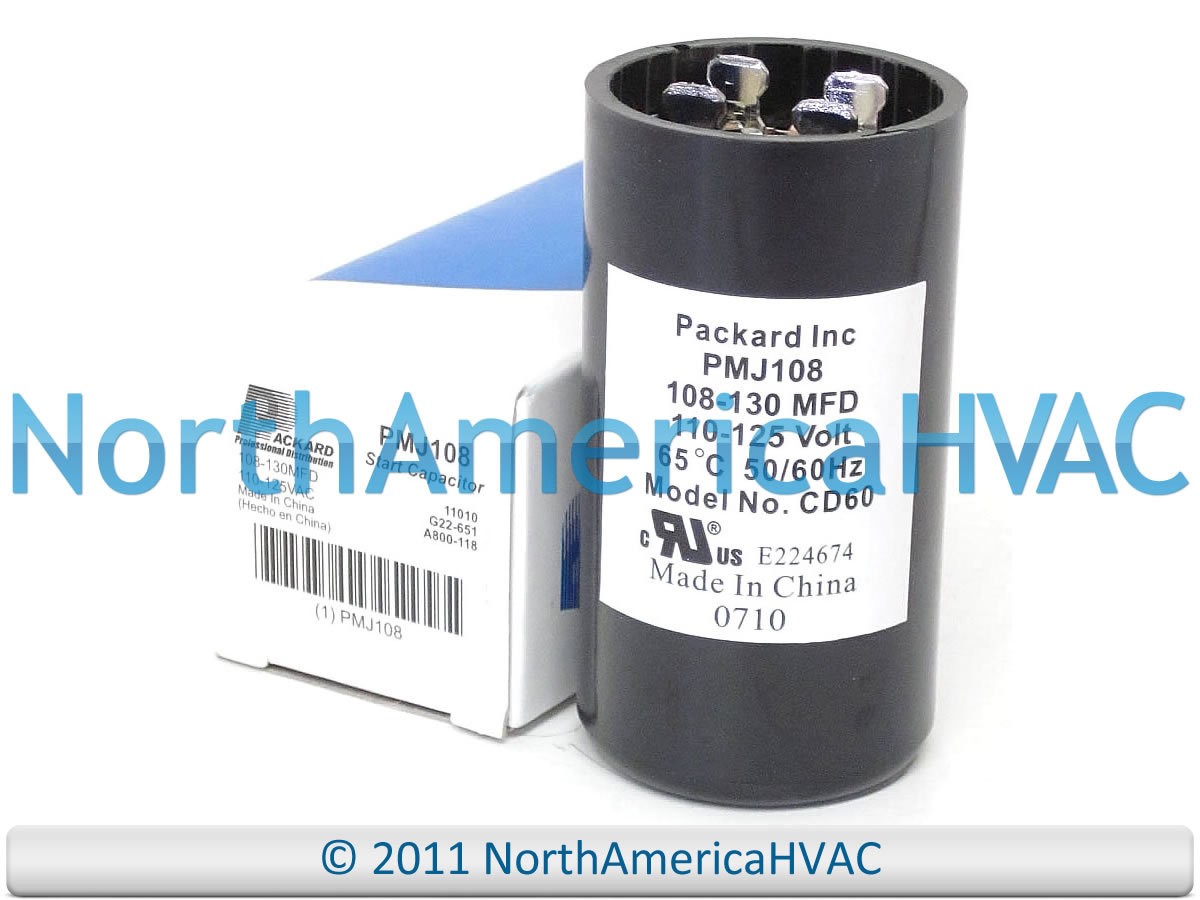 Packard Start Capacitor 108-130 MFD 110-125 VAC PMJ108