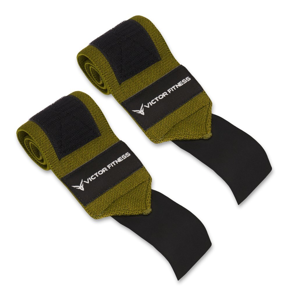 Victor Fitness VFWWNM Military Green 18" Gym Workout Elastic Wrist Wraps