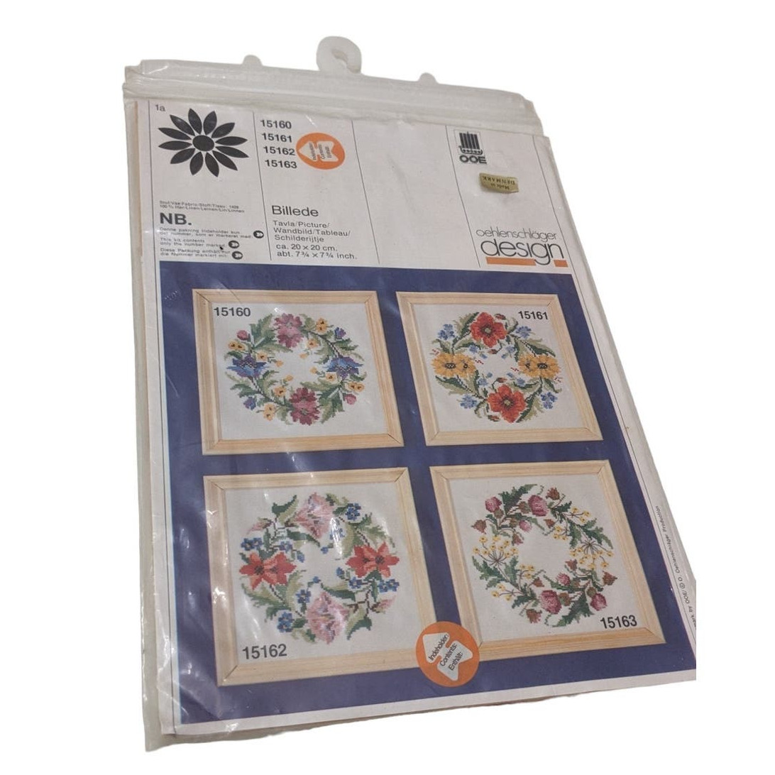 Vintage OOE Oehlenschlager Denmark 15162 Billede Cross Stitch Kit Floral