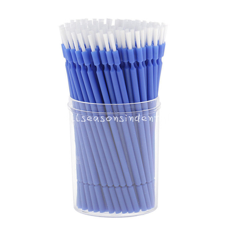 100 Pcs Dental Disposable Tooth Applicator Long Micro Brush Composite Materials