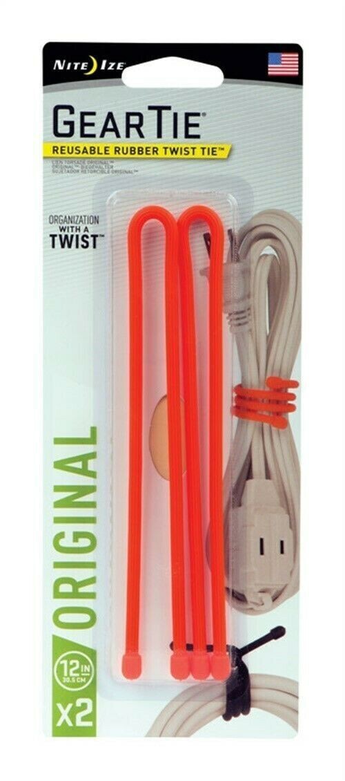 New Nite Ize Gear Tie 12 in. L Orange Twist Ties 2 pk GT12-31-2R3
