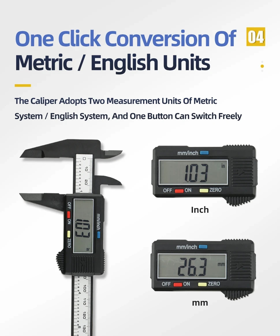 Digital Caliper Electronic Plastic Calipers Vernier Measuring Tools with LED