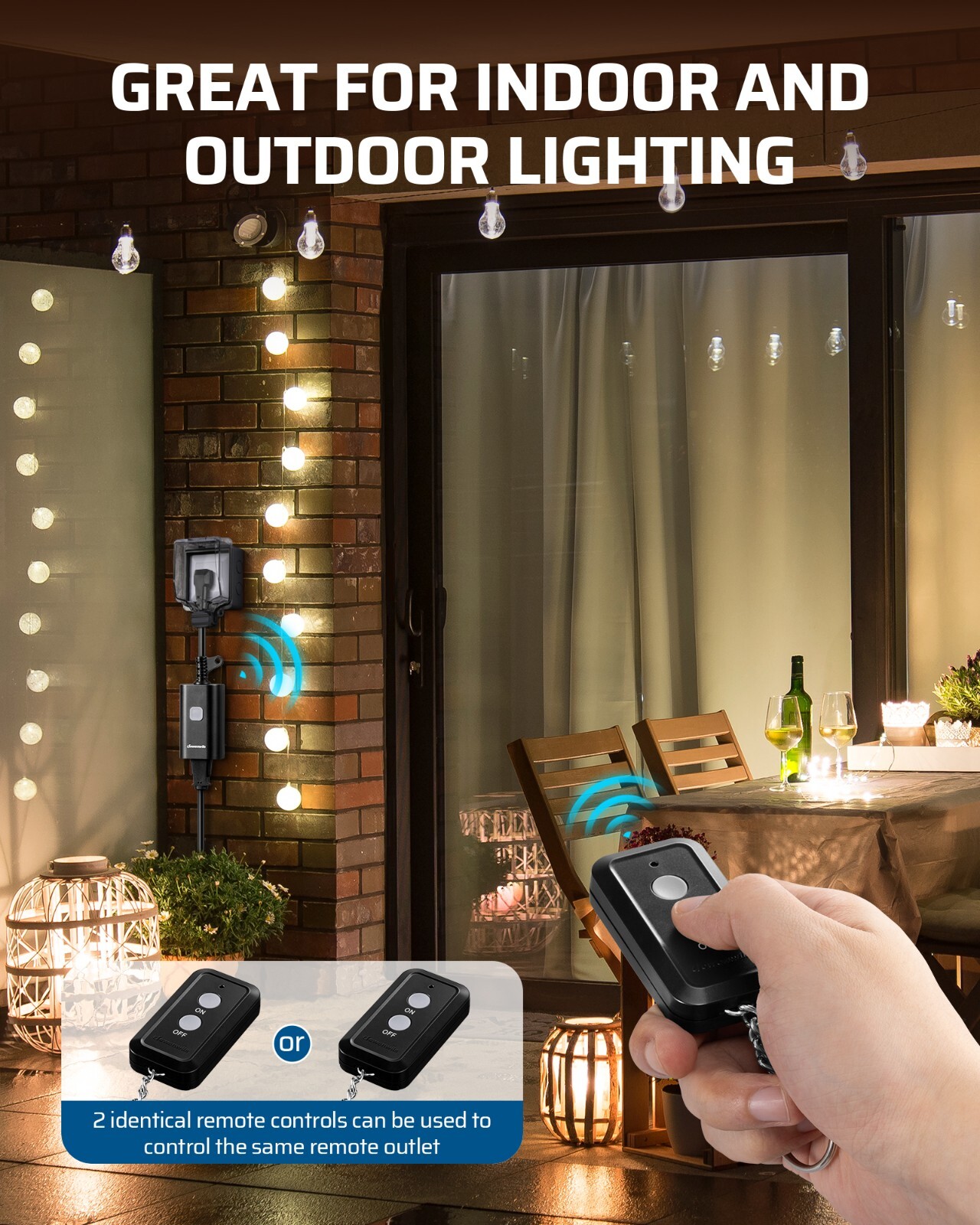 DEWENWILS Outdoor Remote Control Outlet, 2 Remote Controls+1 Outlet, FCC Listed