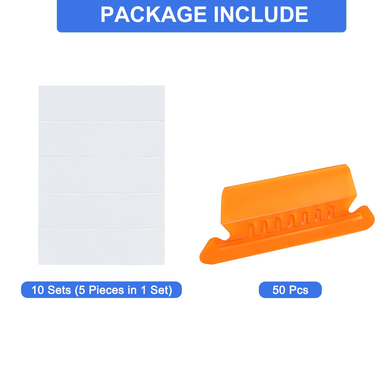 Hanging File Folder Tabs 2 Inch File Folder Tabs and Inserts Orange 50Pcs